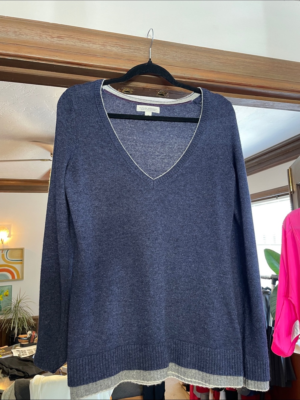 Italian Cashmere Sweater in Heather Navy/Indigo